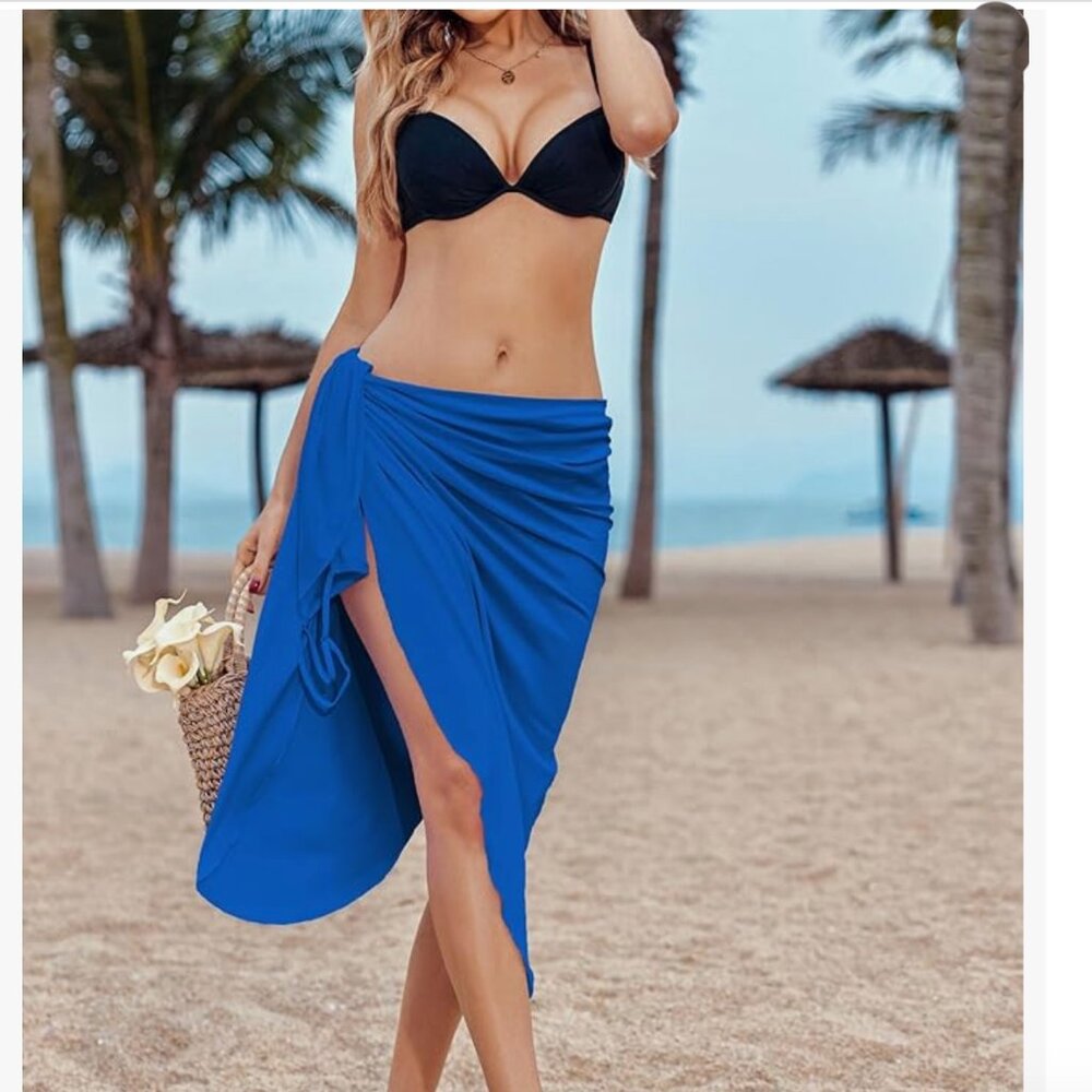 AI'MAGE Womens Butterfly Swimsuit Cover Up Spaghetti Strap Wrap Dress - Picture 3 of 10